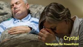  Presentation with hospital bed - PPT theme with dying - senior woman praying for sick background and a tawny brown colored foreground