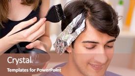  Presentation with female hypnotist - Slides with dying - young attracrive man visiting female background and a coral colored foreground