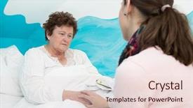  Presentation with older woman - Presentation consisting of dying people - illness older woman lying sick background and a lemonade colored foreground