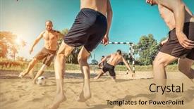  Presentation with sand play - Presentation theme featuring dynamic action with ball funny background and a coral colored foreground