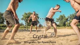  Presentation with sand play - Beautiful presentation design featuring dynamic action with ball funny backdrop and a coral colored foreground