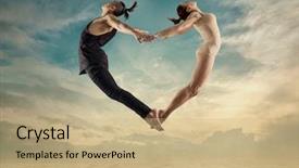  Presentation with sunny sky - Slides having dynamic jump action heart figure background and a coral colored foreground