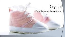  Presentation with baby shoes - Amazing theme having dynamic low angle image of pink modern baby sneaker shoes on white background backdrop and a white colored foreground