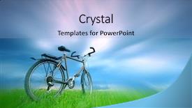  Presentation with scooty bike - Audience pleasing PPT theme consisting of dynamic photo of bike standing backdrop and a light blue colored foreground