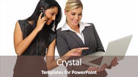  Presentation with dynamic - Colorful PPT theme enhanced with dynamic team of business woman discuss work backdrop and a tawny brown colored foreground