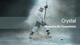  Presentation with ice hockey - Beautiful PPT theme featuring dynamics - caucassian ice hockey player backdrop and a gray colored foreground