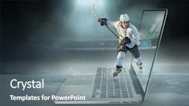  Presentation with ice hockey - Slide deck featuring dynamics - caucassian ice hockey player background and a gray colored foreground