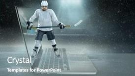  Presentation with dynamic - Cool new PPT layouts with dynamics - caucassian ice hockey player backdrop and a gray colored foreground