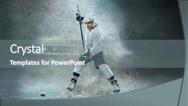  Presentation with ice hockey - Presentation design featuring dynamics - caucassian ice hockey players background and a gray colored foreground