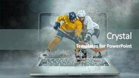  Presentation with ice hockey - Presentation theme with dynamics - caucassian ice hockey players background and a gray colored foreground