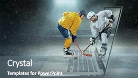  Presentation with ice hockey - Slide deck having dynamics - caucassian ice hockey players background and a gray colored foreground
