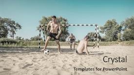  Presentation with sand play - Presentation design consisting of dynamics - happy young people in active background and a soft green colored foreground