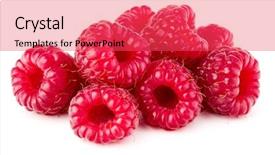  Presentation with ripe golden potato on white - Audience pleasing presentation consisting of 4 raw - ripe raspberries isolated on white backdrop and a coral colored foreground