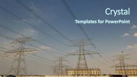  Presentation with power lines - Slides having dynamo - electrical power tansmission lines background and a ocean colored foreground