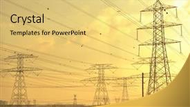  Presentation with power lines - Audience pleasing theme consisting of dynamo - electrical power tansmission lines backdrop and a yellow colored foreground