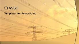  Presentation with power lines - PPT layouts featuring dynamo - electrical power tansmission lines background and a yellow colored foreground