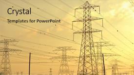  Presentation with power lines - Cool new slides with dynamo - electrical power tansmission lines backdrop and a yellow colored foreground