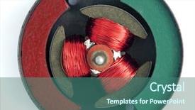  Presentation with electric motor - Colorful presentation design enhanced with dynamo - old electric motor backdrop and a ocean colored foreground