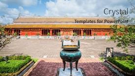  Presentation with city - Slide deck enhanced with dynastic-courtyard-of-the-imperial background and a light blue colored foreground