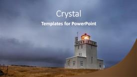  Presentation with autumn blue - Presentation design with dyrholaey-lighthouse-at-blue-hour background and a seafoam green colored foreground