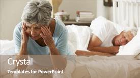  Presentation with being a single woman - PPT layouts consisting of dysfunctional - worried senior woman sits background and a coral colored foreground