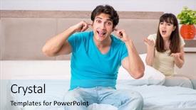  Presentation with family problems - Cool new presentation theme with dysfunctional families - young family having problems backdrop and a  colored foreground