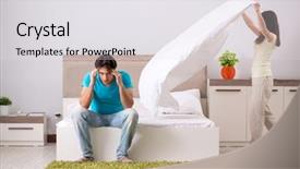  Presentation with family problems - Colorful slides enhanced with dysfunctional families - young family having problems backdrop and a  colored foreground