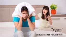  Presentation with family problems - Amazing slide deck having dysfunctional families - young family having problems backdrop and a  colored foreground