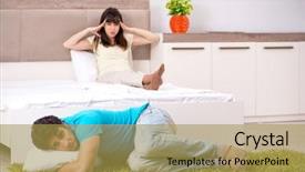  Presentation with family problems - PPT theme featuring dysfunctional families - young family having problems background and a  colored foreground