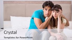  Presentation with family problems - Beautiful slide deck featuring dysfunctional families - young family having problems backdrop and a  colored foreground