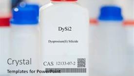  Presentation with packaging plastic - PPT theme featuring dysi2-dysprosium-ii-silicide-cas background and a sky blue colored foreground