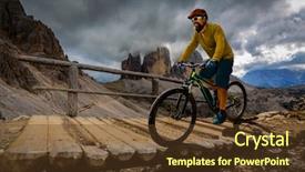  Presentation with mountain bike - Slide set with e - single mountain bike rider background and a tawny brown colored foreground