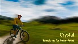  Presentation with mountain bike - Colorful presentation theme enhanced with e - single mountain bike rider backdrop and a tawny brown colored foreground