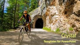 Presentation with mountain bike - Amazing slide set having e - woman mountain bike rider backdrop and a coral colored foreground