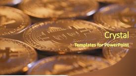  Presentation with banking - Cool new slide deck with e banking solution - bitcoin in golden colour backdrop and a  colored foreground