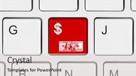  Presentation with key - Colorful PPT theme enhanced with e banking solution - computer keyboard with money key backdrop and a light gray colored foreground