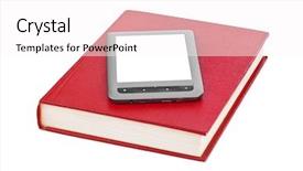  Presentation with e book reader - Amazing theme having e-book reader and book backdrop and a pink colored foreground