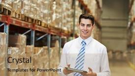  Presentation with worker - Amazing presentation having e business - male manager man worker standing backdrop and a coral colored foreground