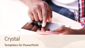  Presentation with african american women in computer - PPT theme enhanced with e commerce - african american male hands background and a cream colored foreground