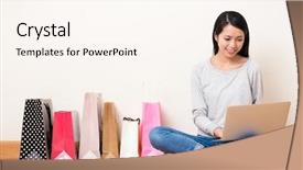  Presentation with online shopping - Presentation theme consisting of e commerce - asian young woman use background and a cream colored foreground