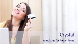  Presentation with car assembly line - Amazing presentation having e commerce - beautiful young woman shopping on-line backdrop and a sky blue colored foreground