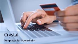  Presentation with credit card - Audience pleasing slide deck consisting of e commerce - close up of a man backdrop and a light blue colored foreground