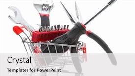  Presentation with construction equipment - Beautiful PPT theme featuring e commerce - collection of construction tools backdrop and a white colored foreground