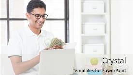  Presentation with money online - Amazing presentation theme having e commerce - indian guy counting cash earning backdrop and a light gray colored foreground