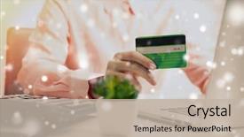  Presentation with internet of things iot concept - PPT theme featuring e commerce - internet shopping concept close up background and a mint green colored foreground