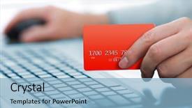  Presentation with credit card fraud - Cool new slides with e commerce - man holding credit card backdrop and a light blue colored foreground