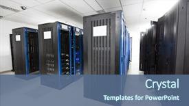  Presentation with server room - Slide deck with e commerce - server room with black servers background and a ocean colored foreground