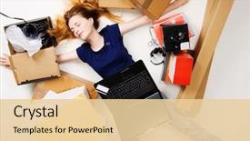  Presentation with online shopping and delivery - Presentation with massage of cute smiling baby girl background and a lemonade colored foreground