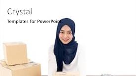  Presentation with muslim women - PPT theme featuring e-commerce-asian-muslim-women background and a white colored foreground