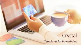  Presentation with credit card - PPT layouts featuring e-commerce concept woman background and a lemonade colored foreground